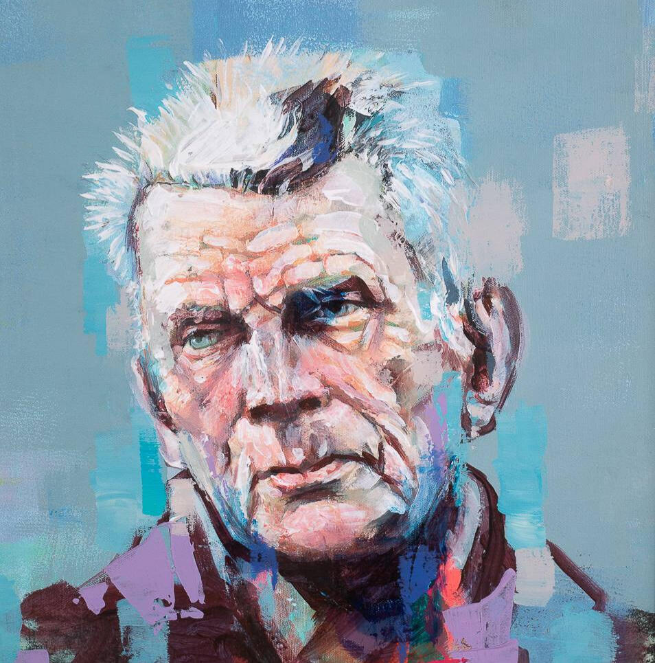 A colorful portrait of Samuel Beckett by the Irish artist Tom Byrne